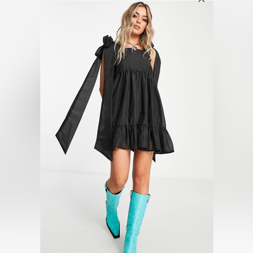 Sister Jane Tiered Mini Dress with Bow Back Straps
